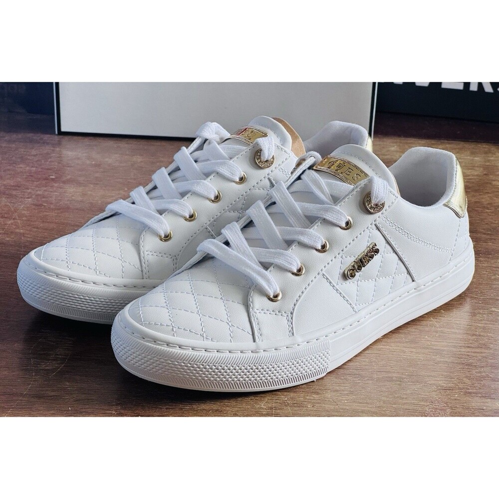 Women’s Size 5 Guess GWLoven White Multi LL Quilted Fashion Sneakers NIB